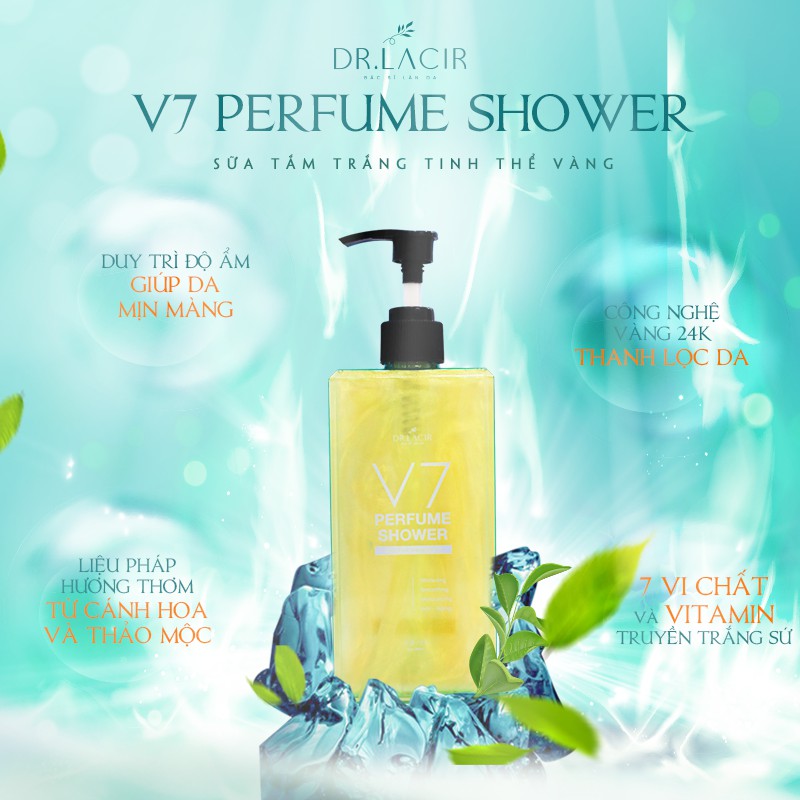 Sữa tắm trắng body Dr. Lacir V7 Perfume Shower giảm thâm phục hồi da 350ml